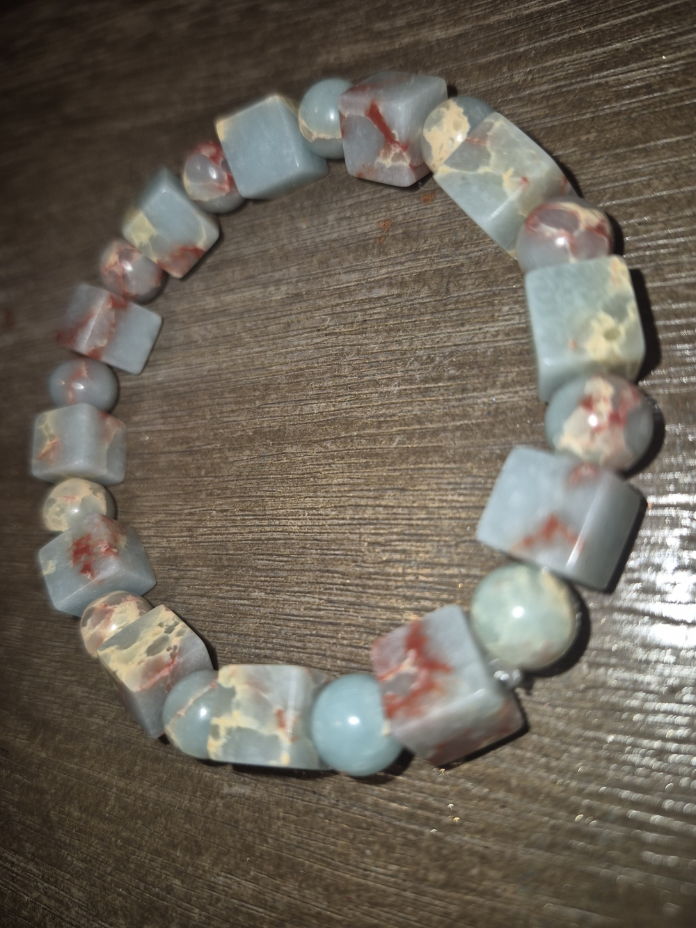 Natural Blue & Red Jasper Beaded Stretch Bracelet - Women Jewelry